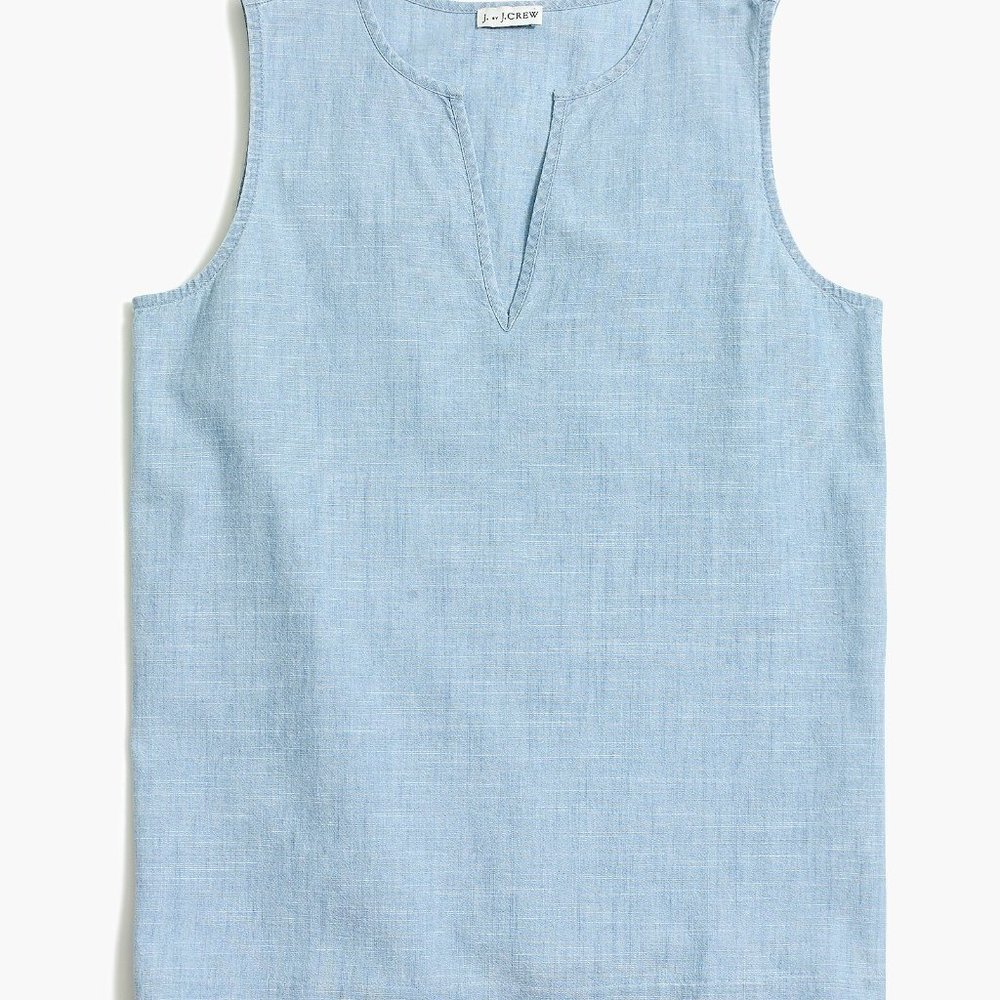 J. Crew Factory Light Blue Sleeveless Scallop Hem Top - Picture 11 of 11